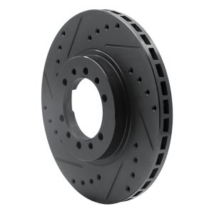 Mitsubishi Montero Sport Brake Rotor (1) - Front Left - R1 Concepts - Drilled & Slotted - Black - `90-`04